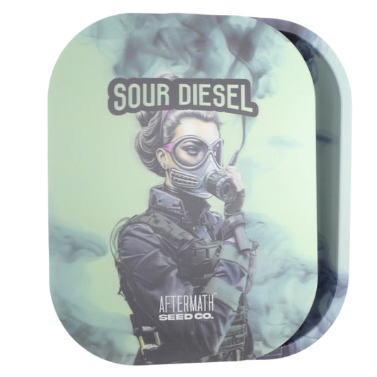 Aftermath Seeds Metal Trays w/ Magnetic Lid Sour Diesel