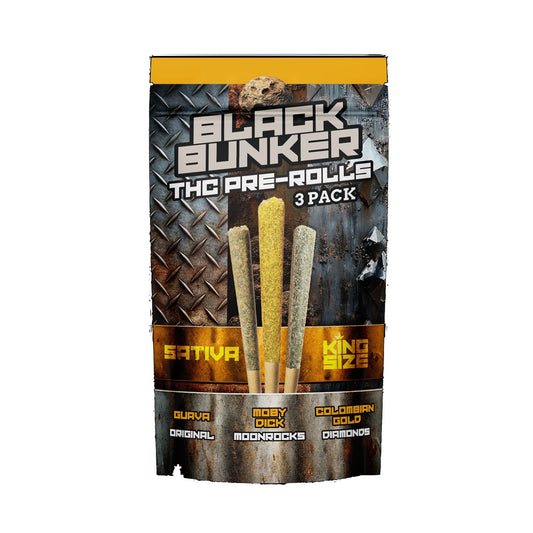 Black Bunker THC Doob Toob Pre-Rolls - 3ct (S) Guava, Moby Dick, Colombian Gold