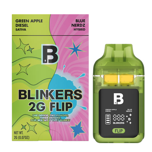Blinkers THC-A Flip Vaporizer - 2000mg Green Apple Diesel/Blue Nerdz