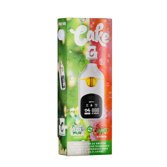Cake Dual Flavor Liquid Live Diamonds THC-A Vaporizer - 4000mg Cactus Jack (I) x Sour Apple (H)