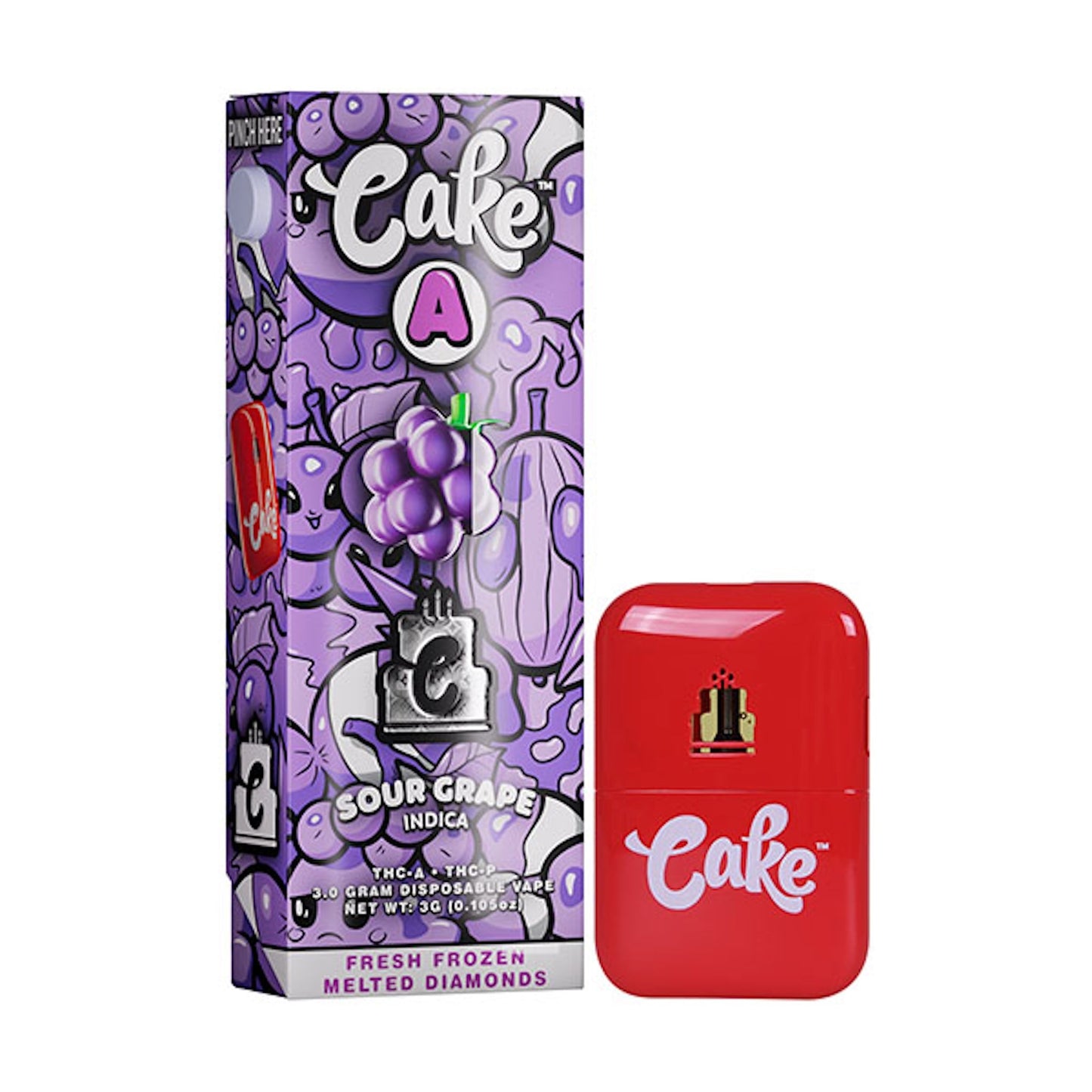 CAKE Pebble THC-A + THC-P Vaporizer - 3000mg Sour Grape (I)