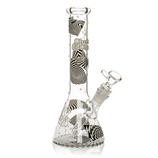 Cheech & Chong Glass GITD Bong - 10in Optical Illusion