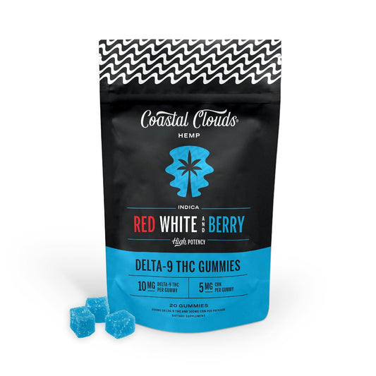 Coastal Clouds High Potency THC + D9 Gummies - 20ct Rest - White, White and Berry (I)
