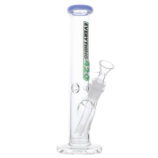 Colored Tip Straight Tube Bong - 10in Blue