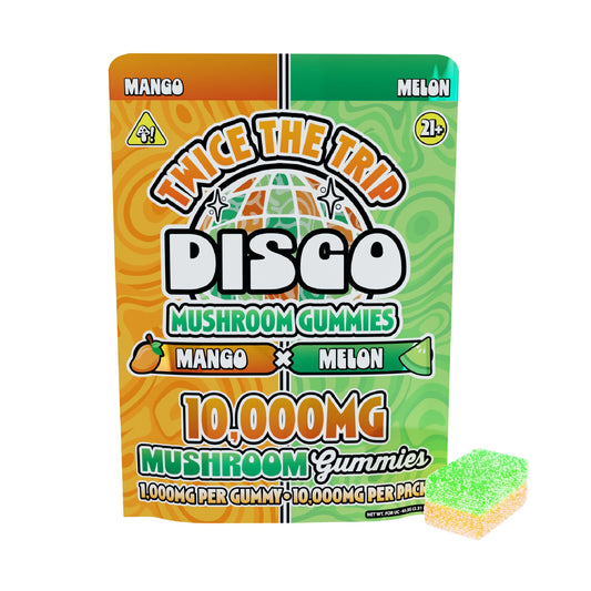 Disco Mushrooms Twice The Trip Double Stack Gummies - 10,000mg Mango X Melon