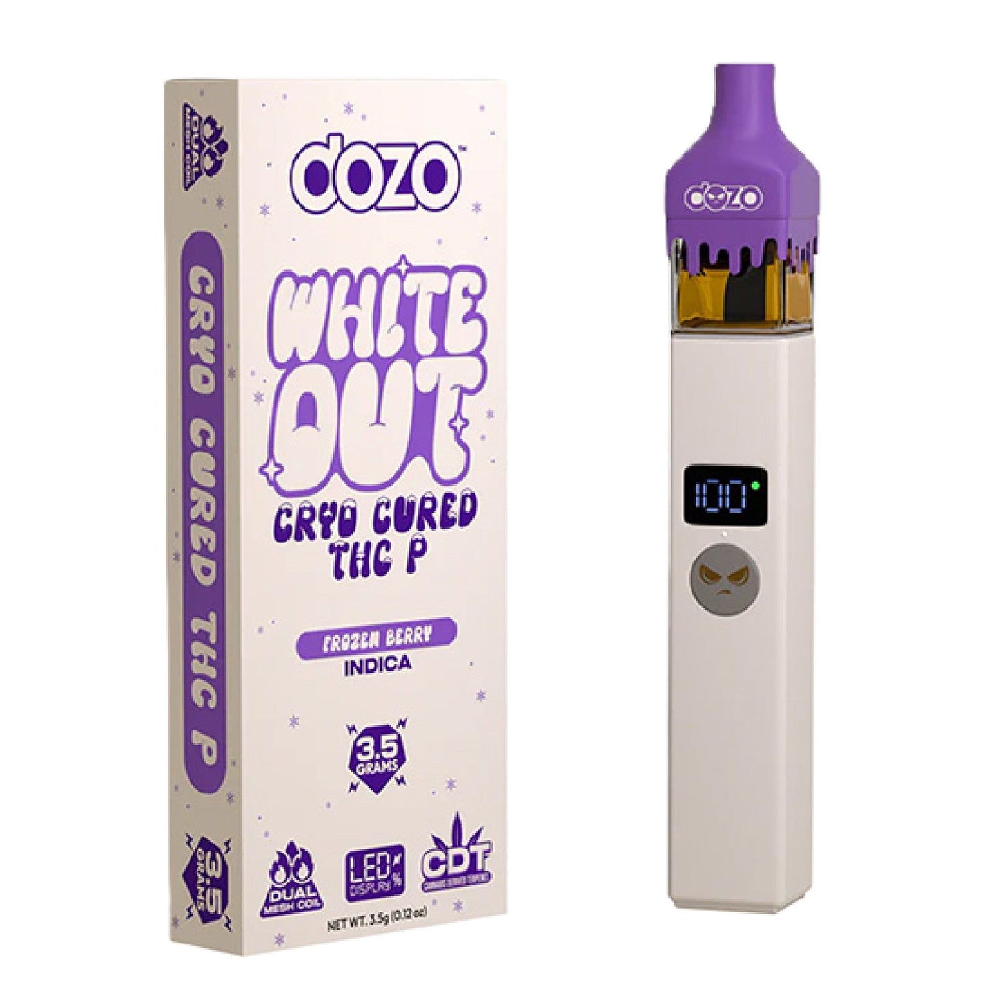 Dozo White Out Cryo Cured THC-P Vaporizer - 3500mg Frozen Berry (I)