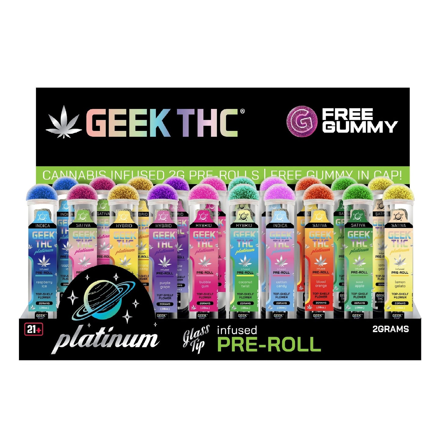 Geek Platinum Glass Tip Infused THC Pre-Roll + Edible - 2g