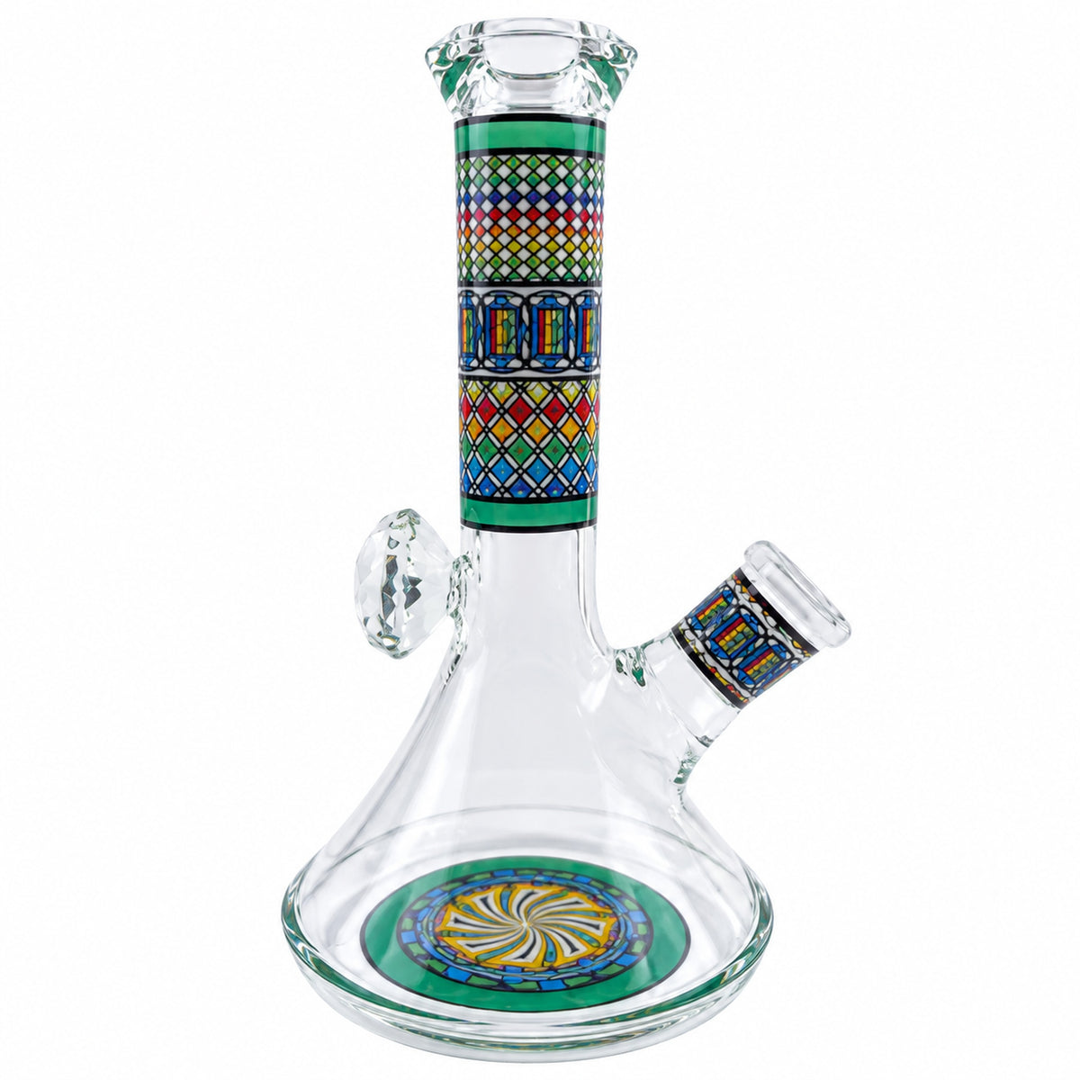 Green Mosaic Beaker Bong - 7in