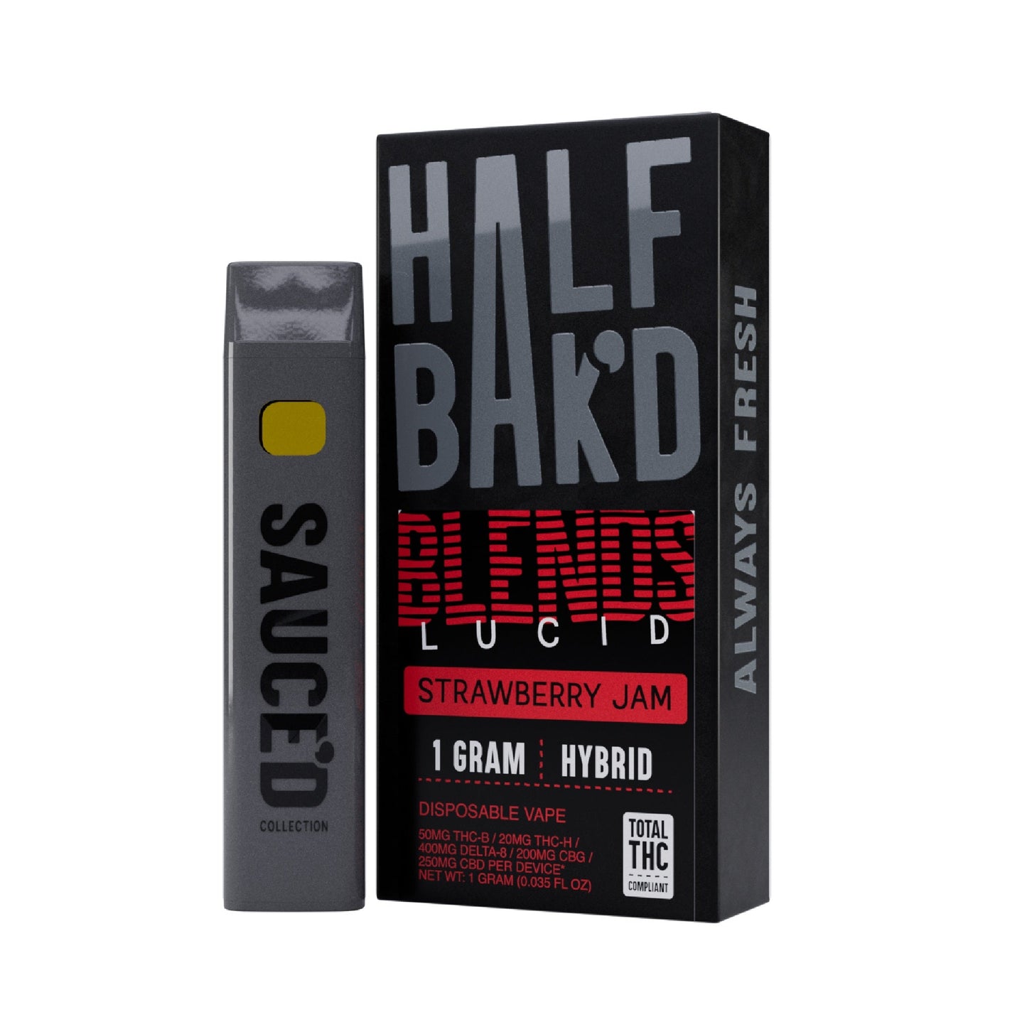 Half Bakd Lucid Blend THC Vaporizer - 1000mg Strawberry Jam (H)