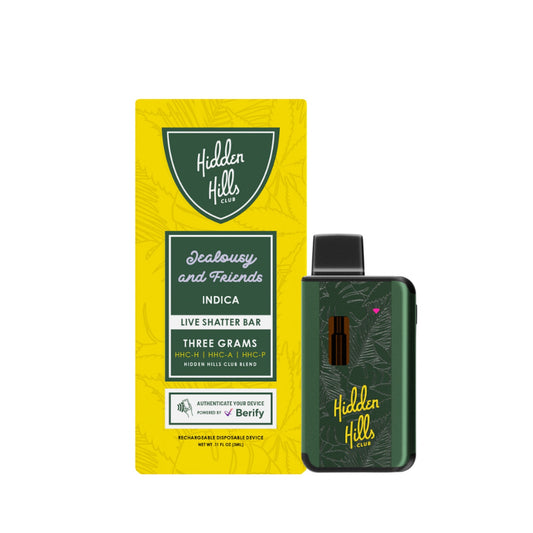 Hidden Hills Live Shatter HHC Vaporizer - 3000mg Jealousy and Friends