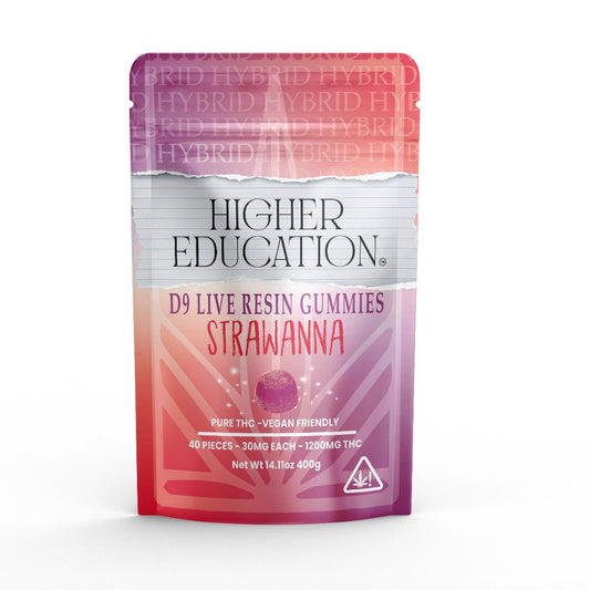 Higher Education Live Resin Delta 9 Gummies - 1200mg (40ct) Strawanna