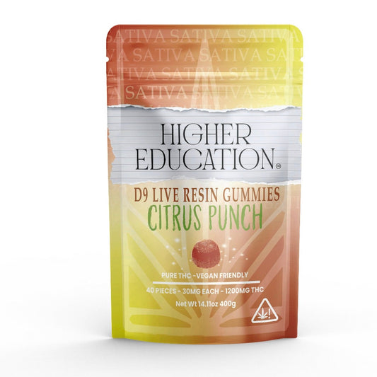 Higher Education Live Resin Delta 9 Gummies - 1200mg (40ct) Citrus Punch