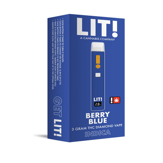 Lit! THC-A Liquid Diamonds Vaporizer - 3000mg Berry Blue (I)