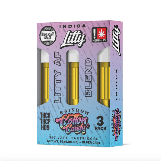 Litty AF Blend Rainbow Cotton Candy Cartridge - 3 Pack Cartridges Only