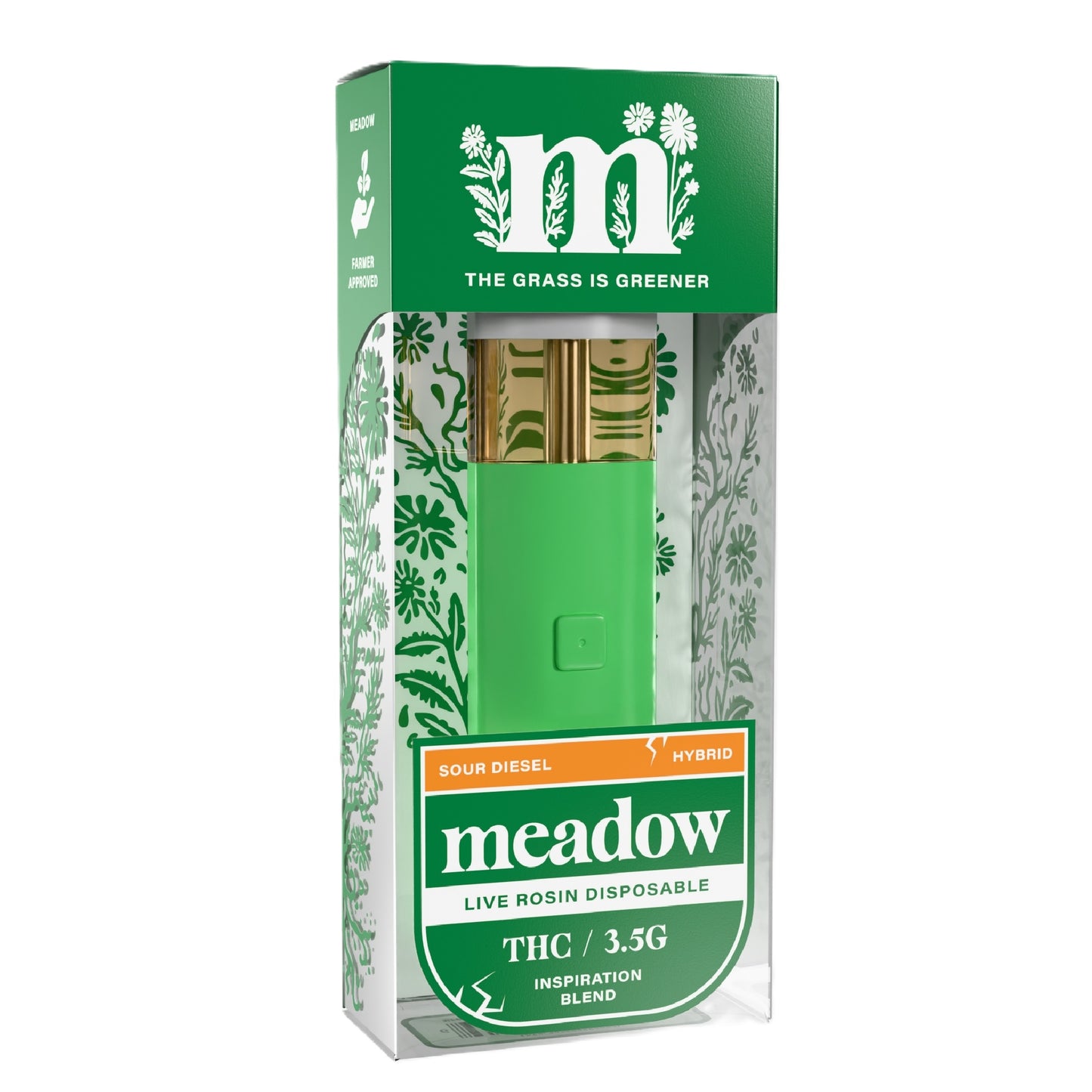 Meadow Effective Base THC Live Rosin Vaporizer - 3500mg Inspiration Blend / Sour Diesel (H)