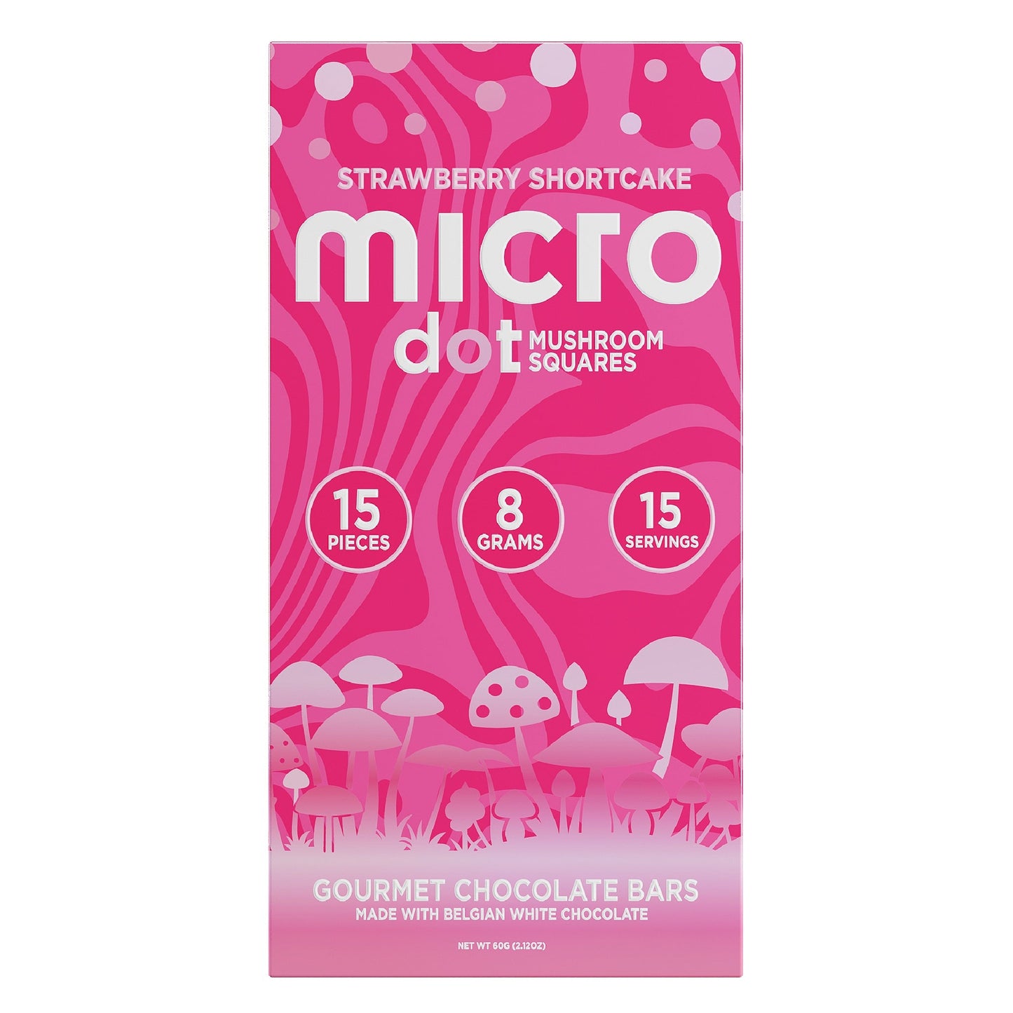 Micro Dot Mushroom Squares Gourmet Chocolate Bars - 8g Strawberry Shortcake
