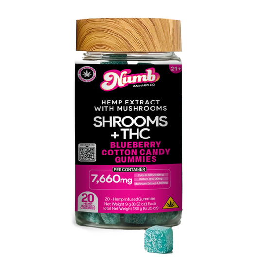 Numb Shroom + THC Blend Gummies - 7660mg Blueberry Cotton Candy