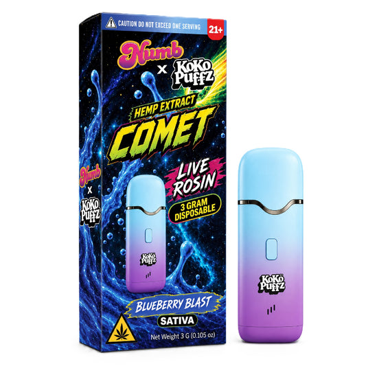 Numb x Koko Puffz Live Rosin Infused Device - 3000mg Blueberry Blast