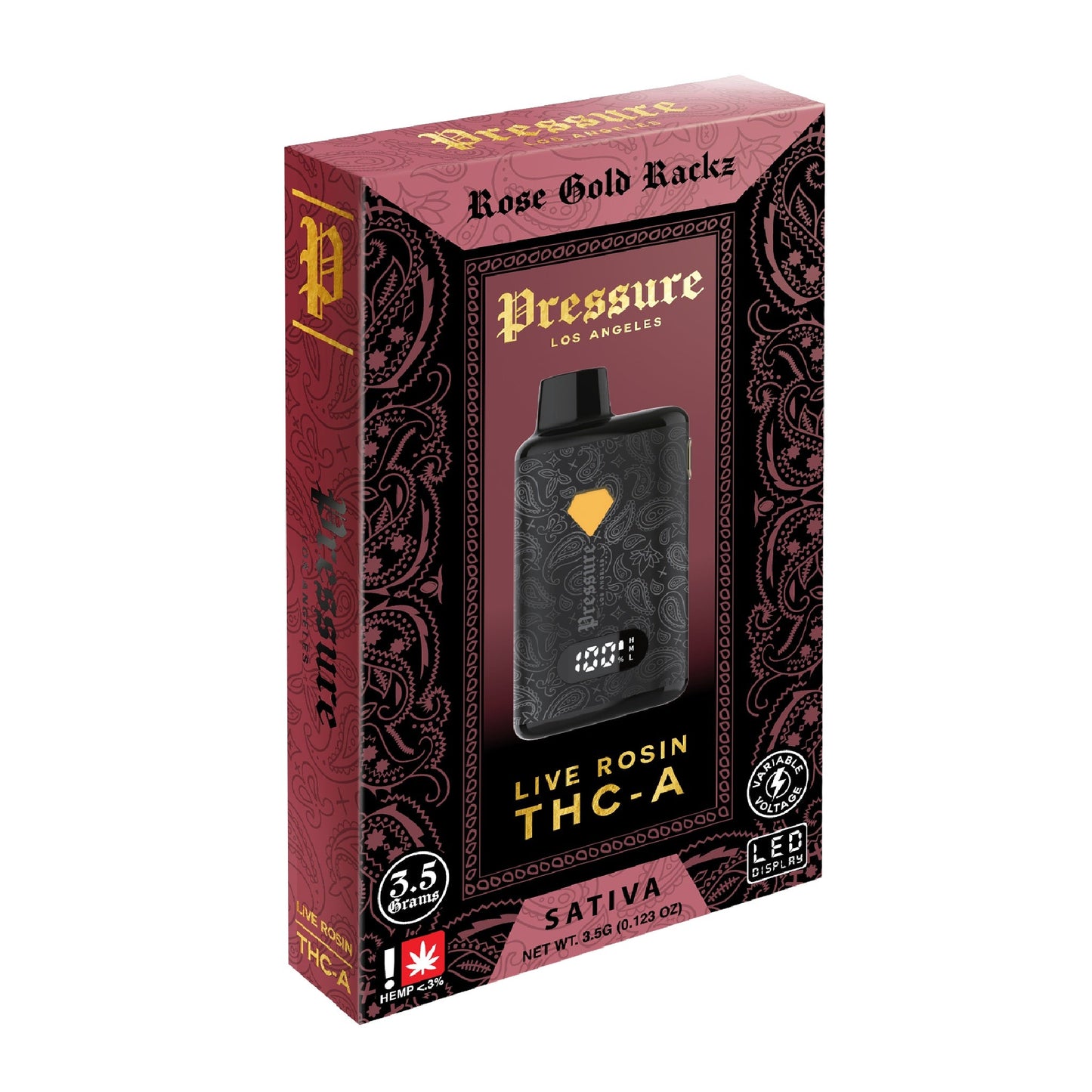 Pressure Live Rosin THC-A Vaporizer - 3500mg Rose Gold Rackz (S)