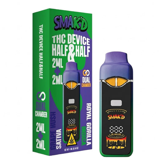 Smakd Half & Half Live Resin THC Dual Unit - 4000mg Grape Kush (S) / Royal Gorilla (I) / 1 Pack