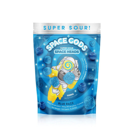 Space Heads THC + CBD Sour Gummies - 900mg Blue Razz / 1 Pack