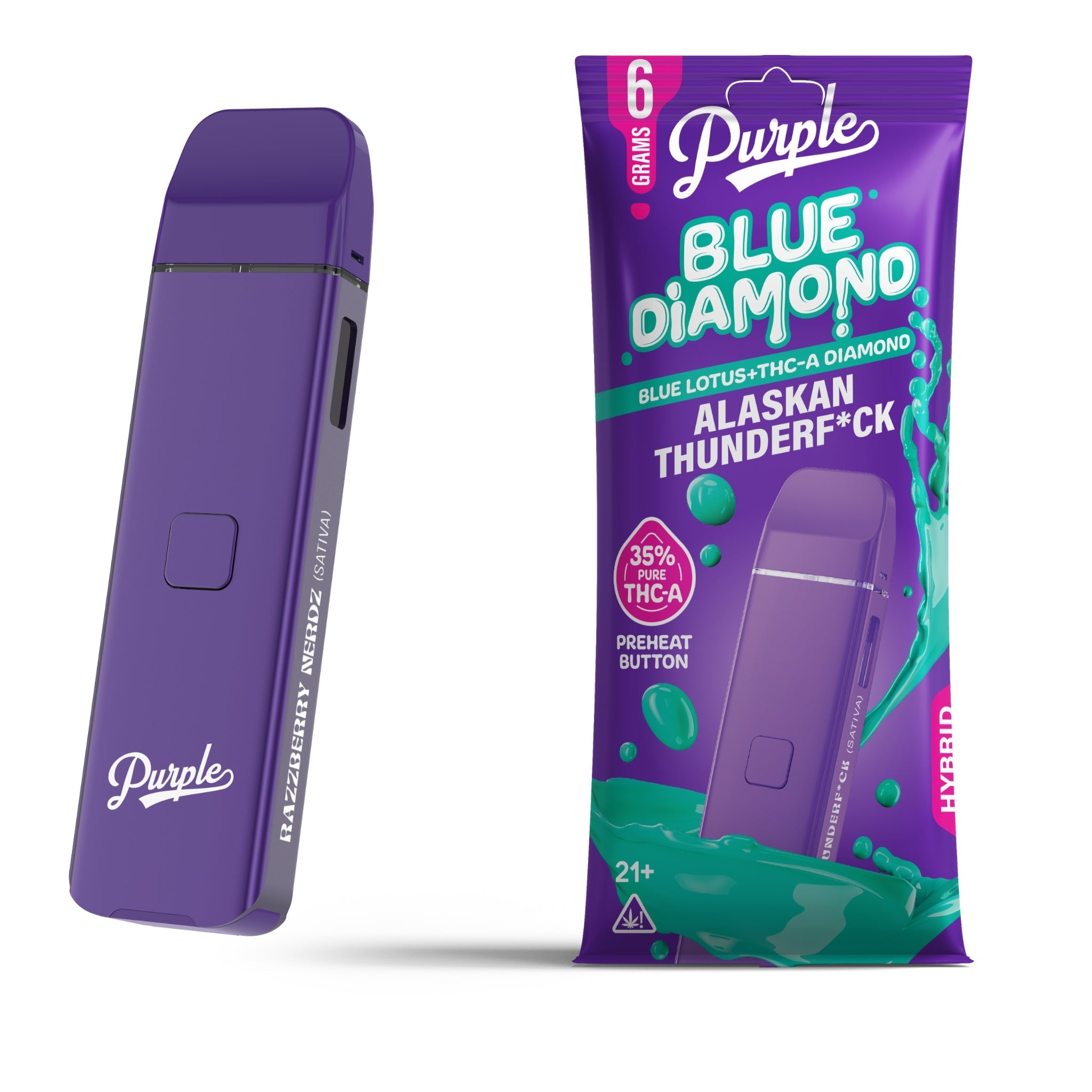 Purple Blue Diamond THC-A + Blue Lotus Vaporizer - 6000mg