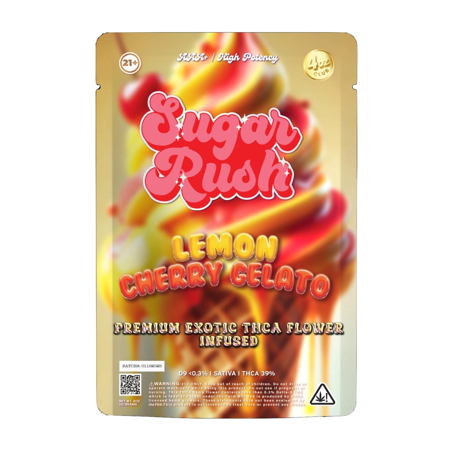 Sugar Rush Premium THC-A Flower - 3.5g (Pink Label) Lemon Cherry Gelato