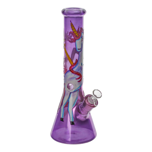 The Glowing Graphic Beaker Bong - 14in Unicorn