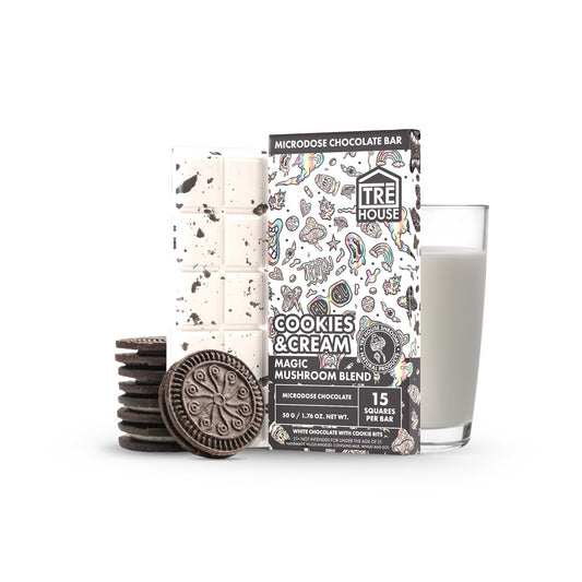Tre House Magic Mushroom Cookies and Cream Chocolate Bar
