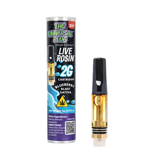 Universal Plug THC Live Rosin Cartridge - 2000mg Blueberry Blast