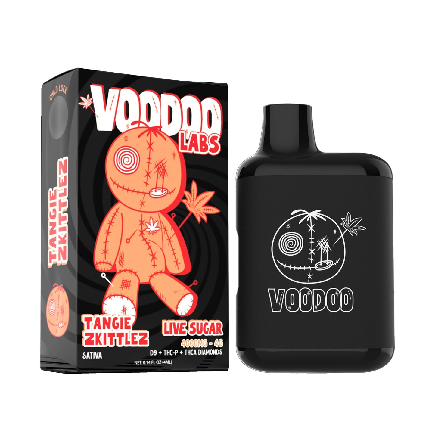 Voodoo Live Sugar THC Vaporizer - 4000mg Tangie Zkittlez