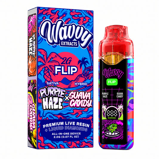 Wavvy Extracts THC-A Dual Flavor Device - 2000mg Purple Haze (S) / Guava Candy (H)