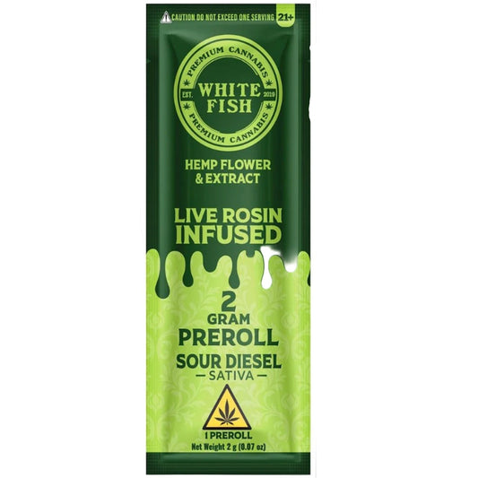 White Fish Live Rosin THC-P Infused Pre-Roll - 2g Sour Diesel