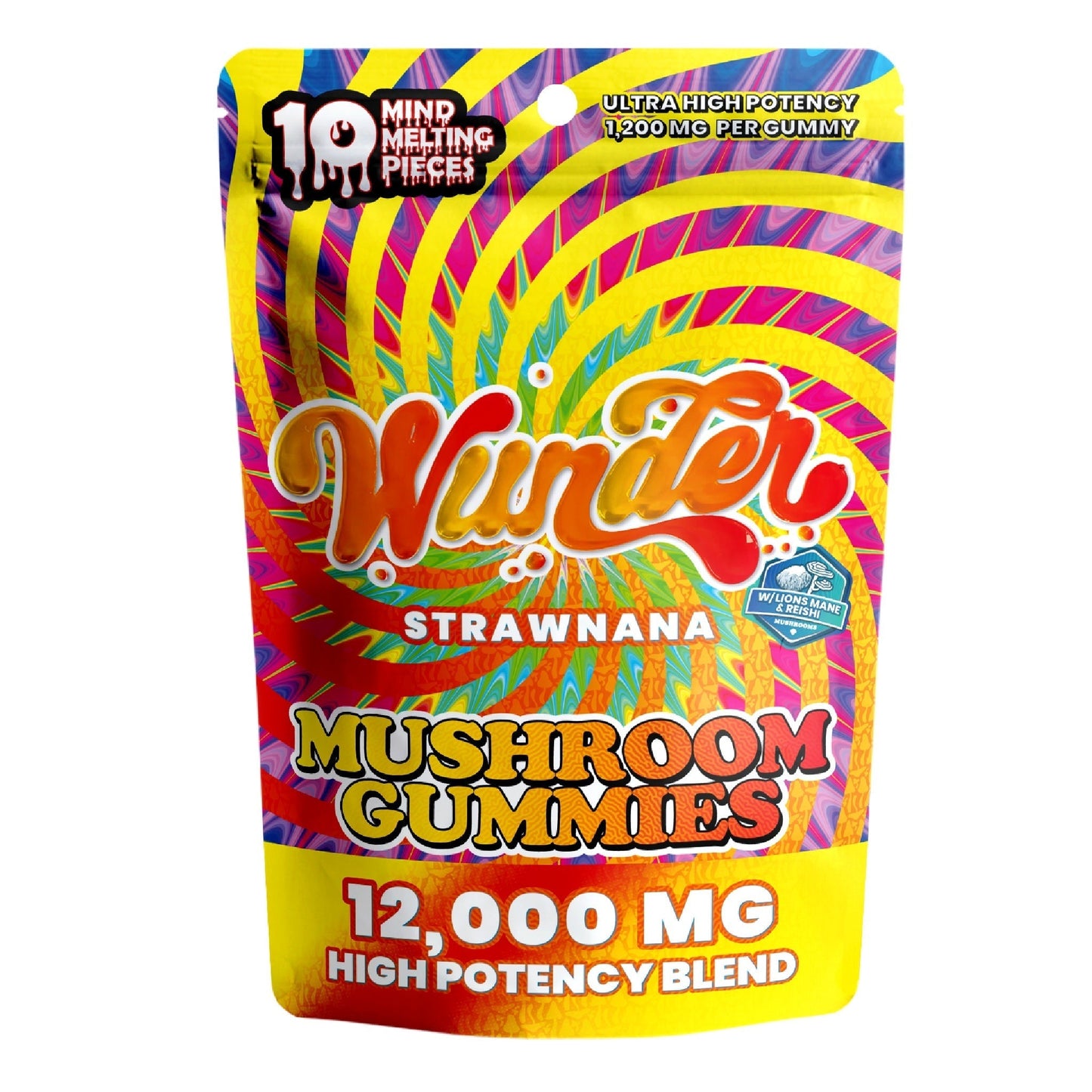 Wunder Ultra High Potency Entheogenic Mushroom Gummies - 12000mg Strawnana