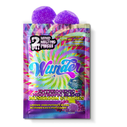 Wunder Ultra High Potency Entheogenic Mushroom Gummies - 2400mg Grape w/ Kava