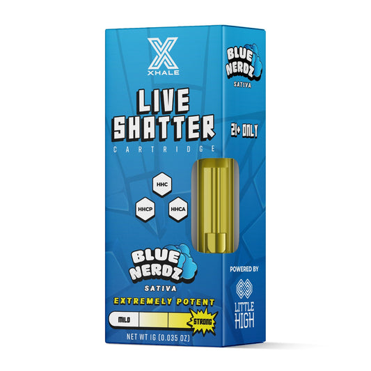 Xhale Live Shatter HHC Cartridge- 1000mg Blue Nerdz