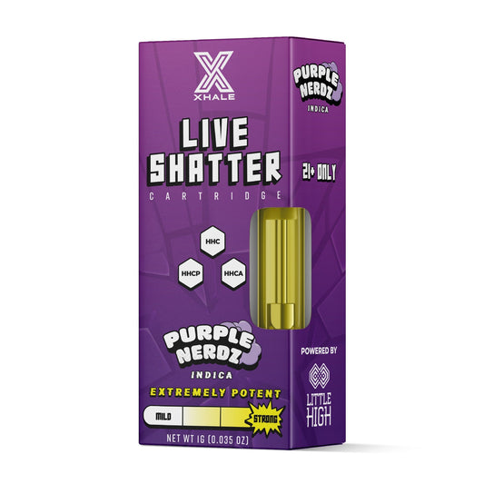 Xhale Live Shatter HHC Cartridge- 1000mg Purple Nerdz