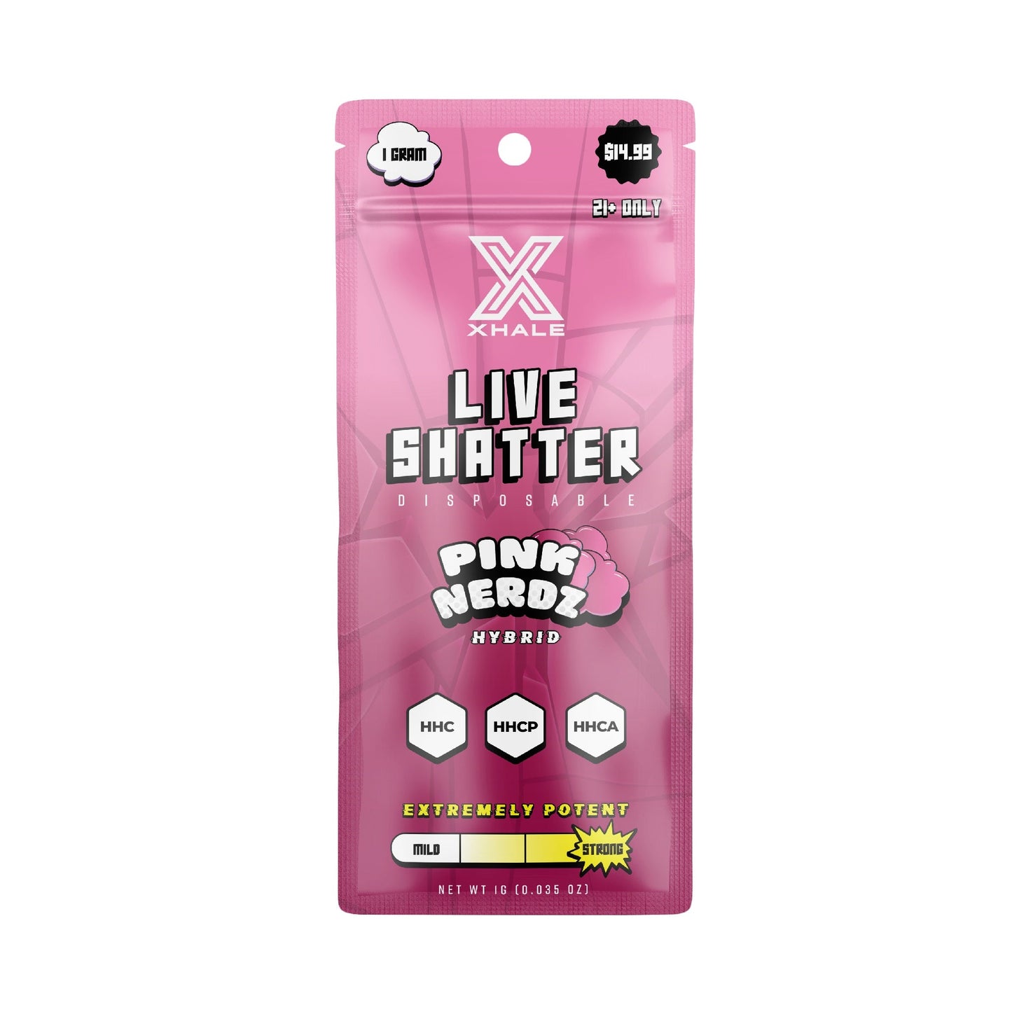 Xhale Live Shatter HHC Vaporizer - 1000mg Pink Nerdz