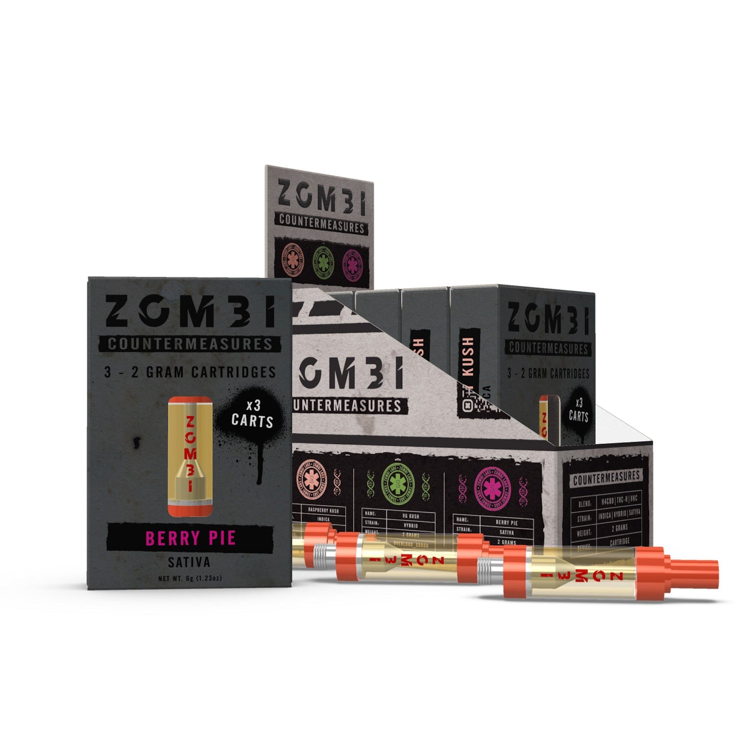 Zombi THC-H Blend Countermeasures Cartridge - 6000mg (3 Pack) Raspberry kush (I) x OG kush (H) x Berry Pie (S)