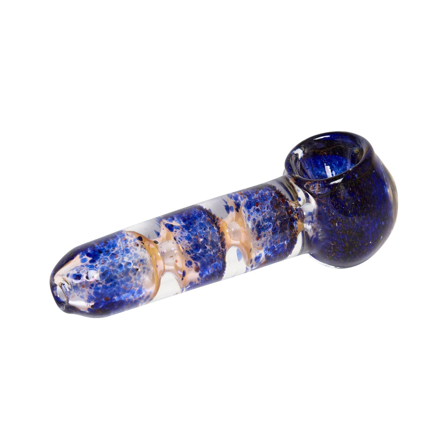 5.5-inch glass spoon hand pipe chambered smoking device with an atomic particles and uclear explosion design