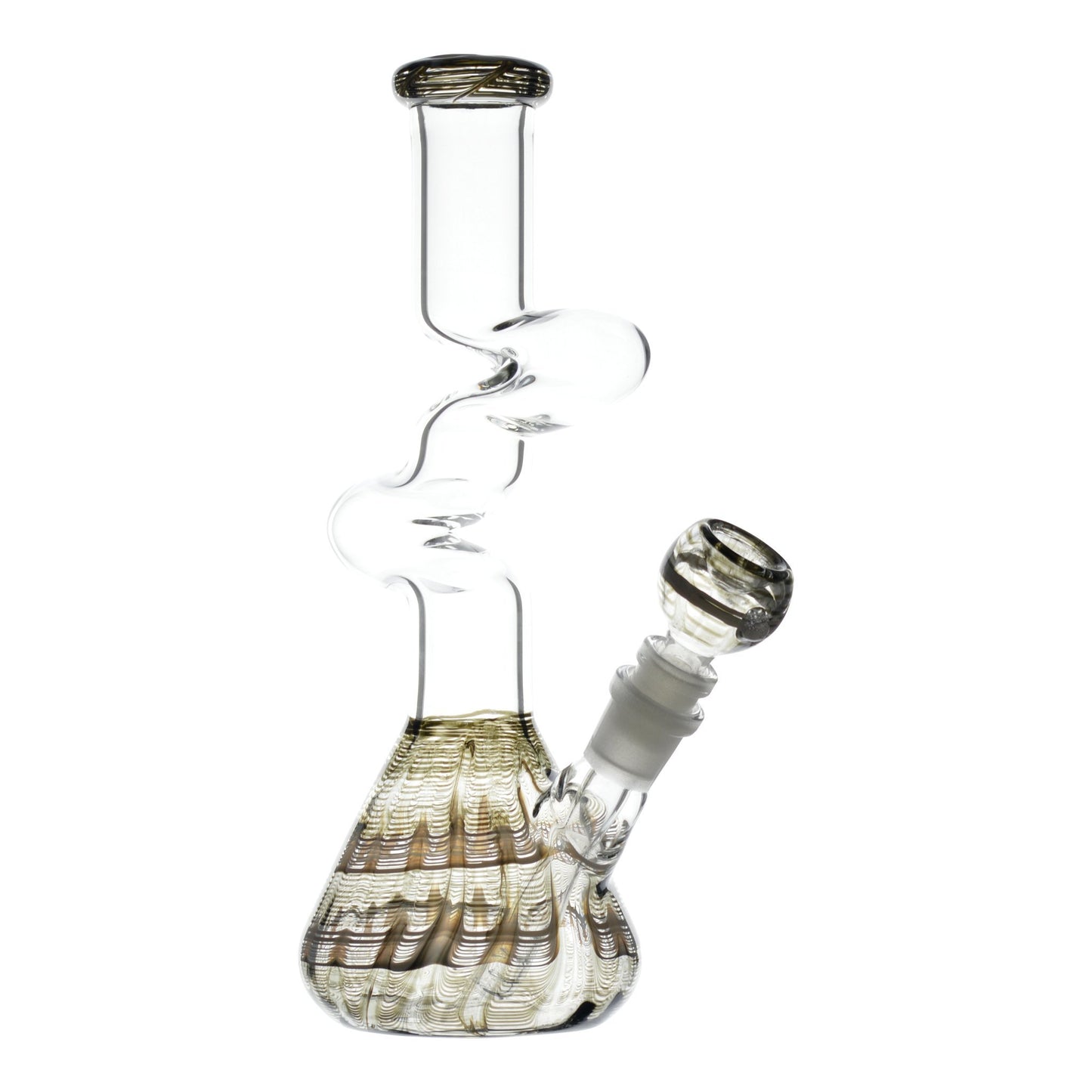 10-inch black zong-style glass beaker bong smoking device with kinky shape design Z zigzag shape