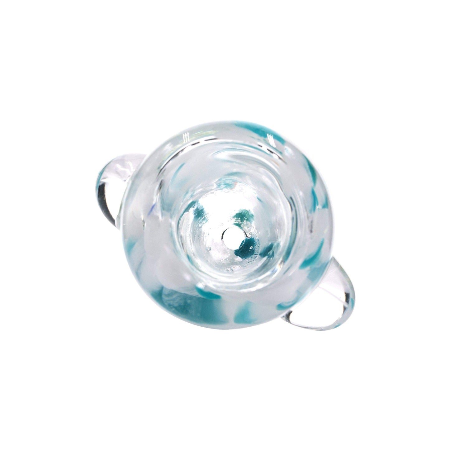 Stylish carb bong bowl smoking device for bongs with rainbow swirls design and finger grips classic shape