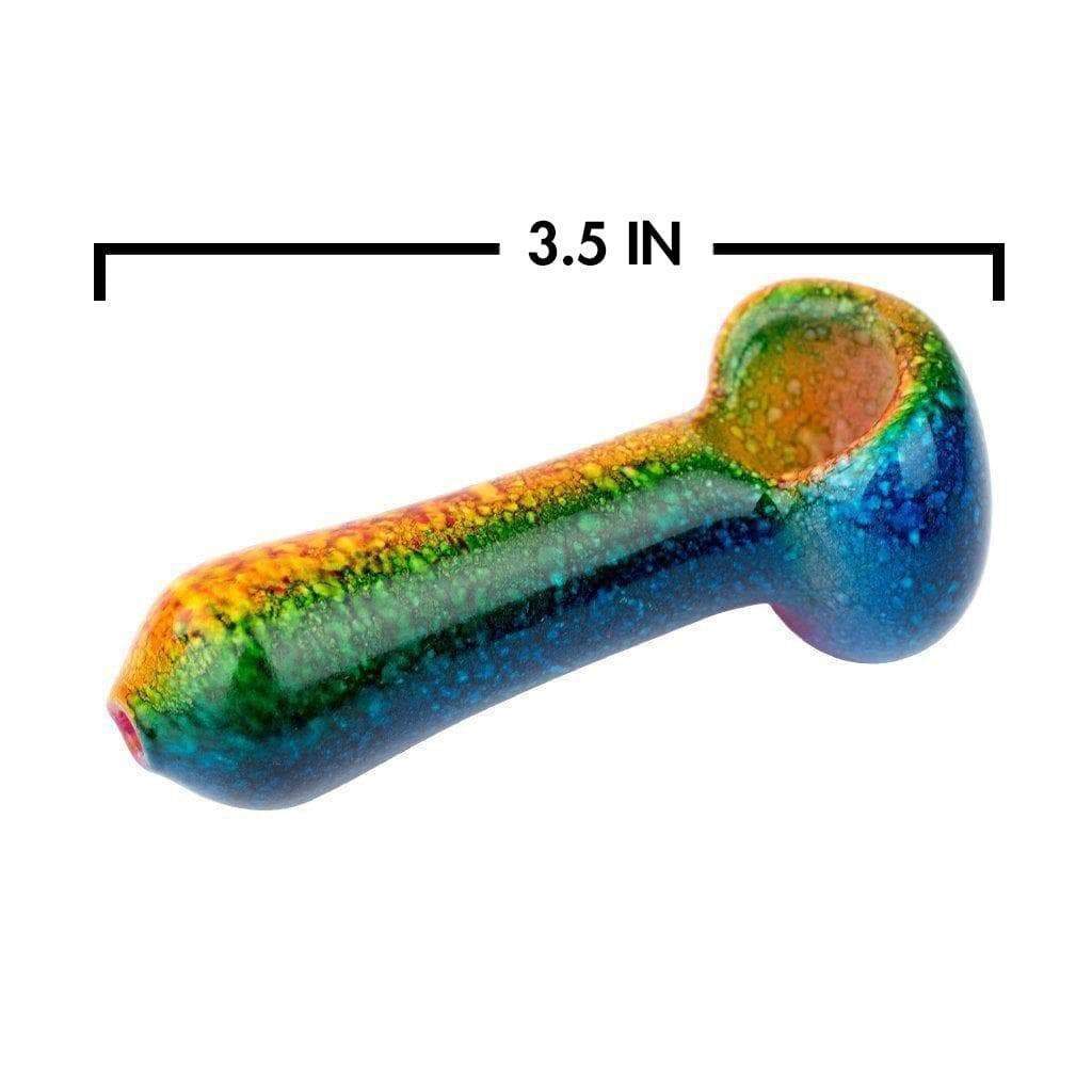 3.5-inch compact glass pipe smoking device with speckled multicolored astronomy space galaxy design smooth hammer shape