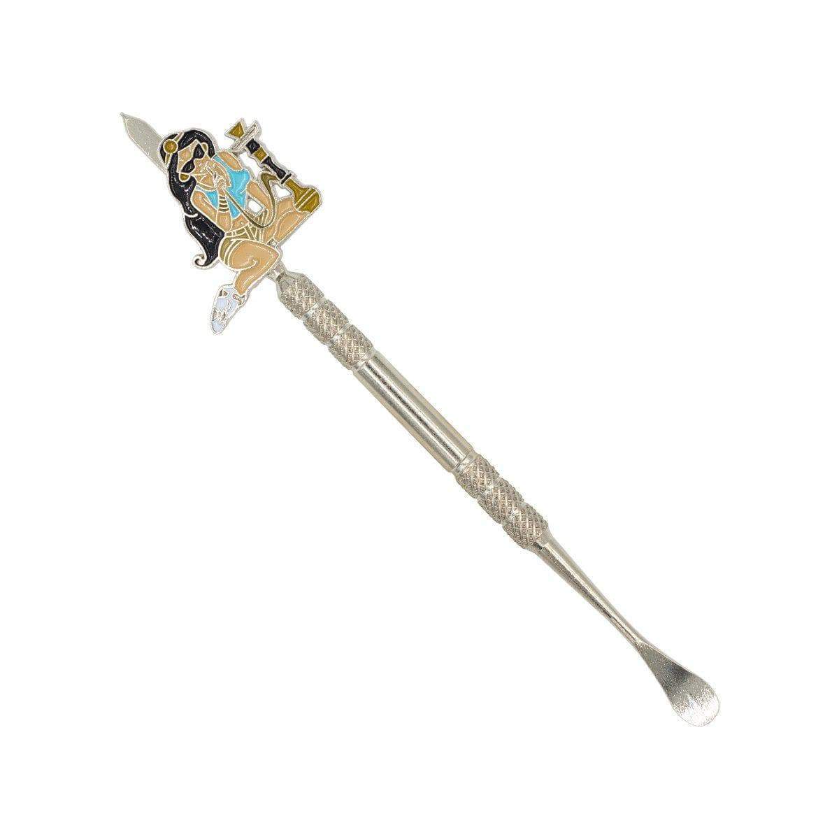 Metal dab tool smoking accessory with Walt Disney Princess Jasmine sitting sexily and smoking design on the handle