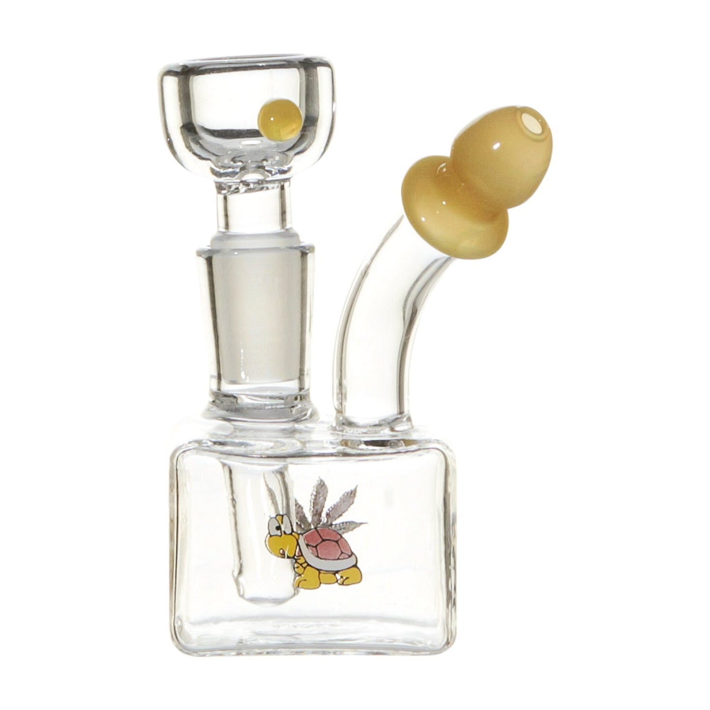 3.5-inch glass bong mini smoke box smoking device unique shape square shape base with cartoon symbols