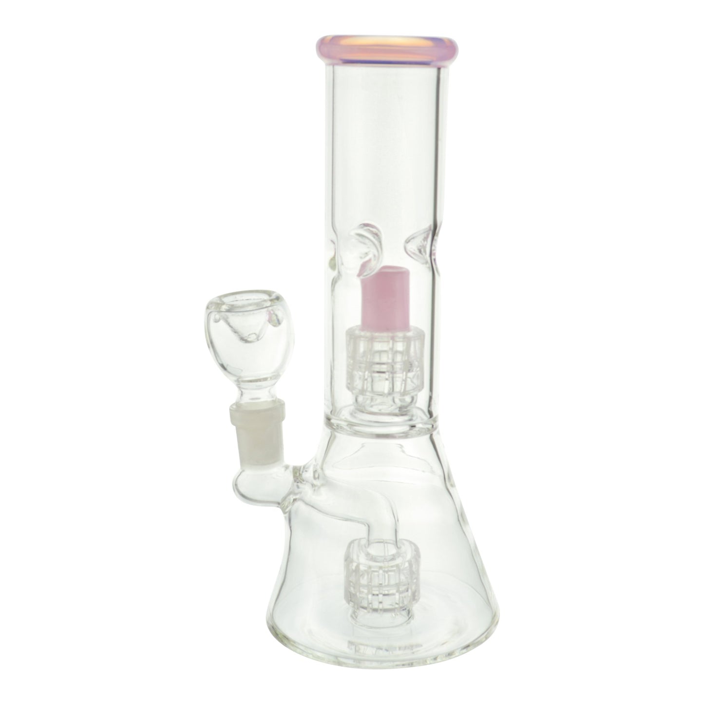 Pink Color Tip Double Matrix Beaker Bong - 8in