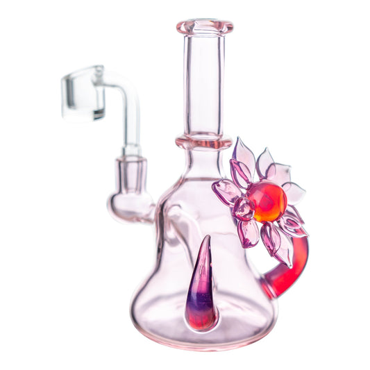 Pink Flower Chariot Bong by Della Luna Glass