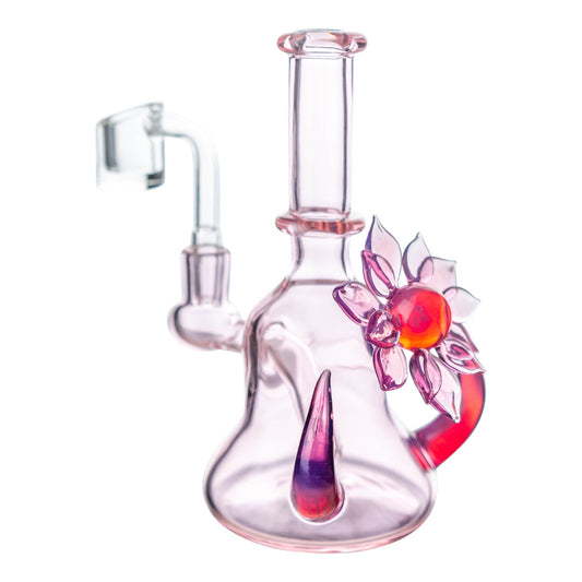 Pink Flower Chariot Bong by Della Luna Glass