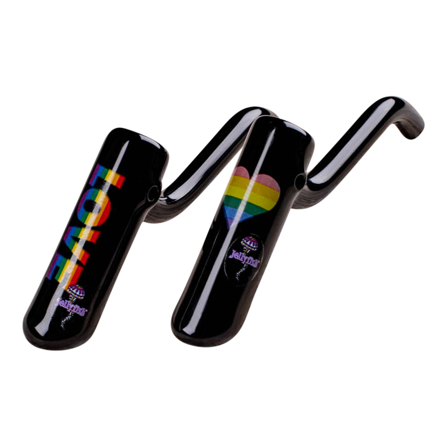 Rainbow Layback Bubbler - 5in Love / Black