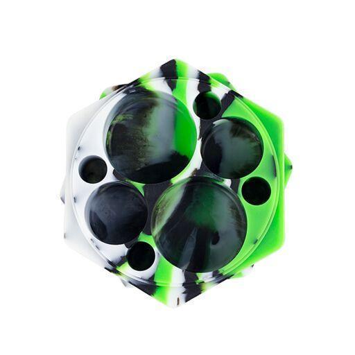 Fun silicone wax container smoking accessory party style cool swirling colors hexagon shape 8 compartments